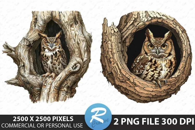Watercolor Owl Sublimation PNG Clipart