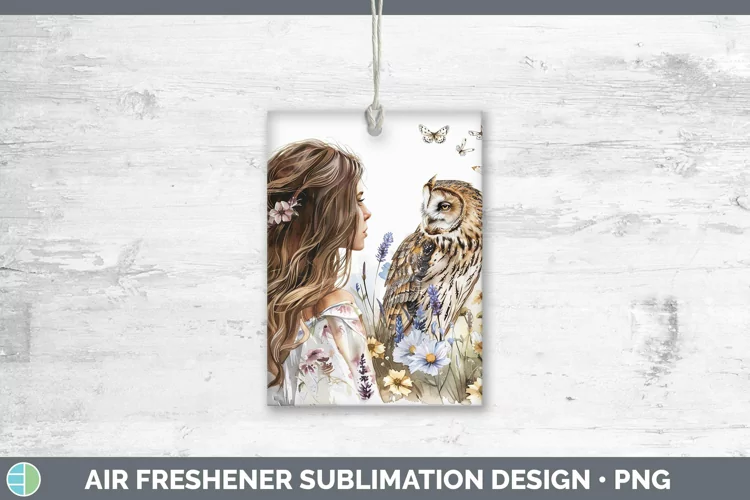 Watercolor Owl Female Air Freshener Sublimation Car Freshene