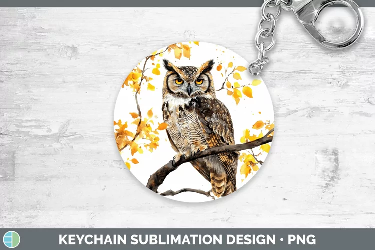 Watercolor Owl Keychain Sublimation Keyring Designs