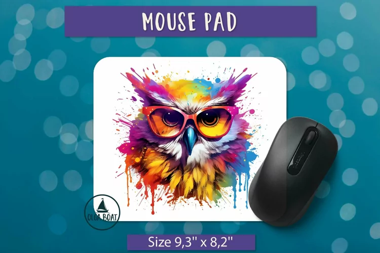 Watercolor Owl Mouse pad sublimation design