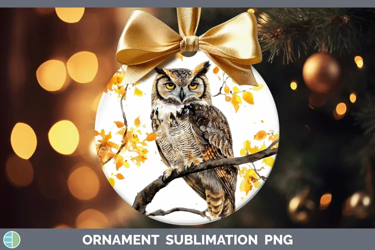 Watercolor Owl Ornament Sublimation Bauble Designs