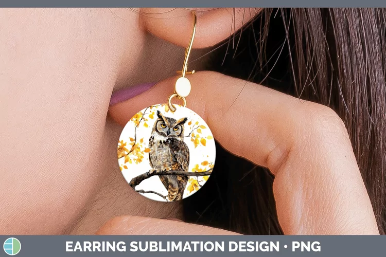 Watercolor Owl Round Earrings Sublimation Earrings Designs