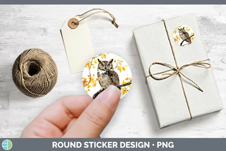 Watercolor Owl Stickers | Round Labels Designs