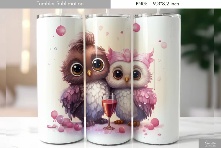 Cute Watercolor Owl Tumbler Design|Bird Sublimation