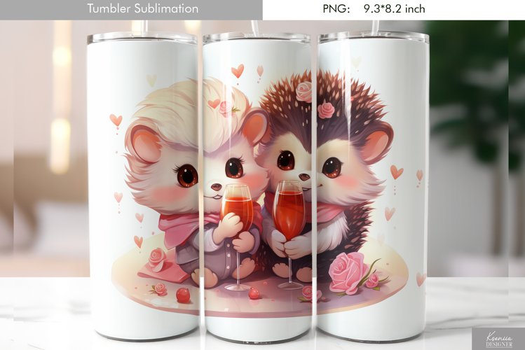 Cute Watercolor Hedgehog Tumbler Design|Animal Sublimation