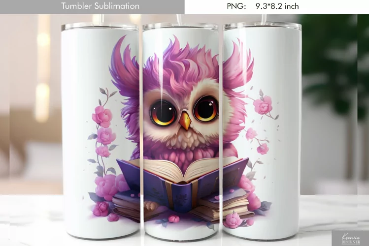 Cute Watercolor Owl Tumbler Design|Bird Sublimation