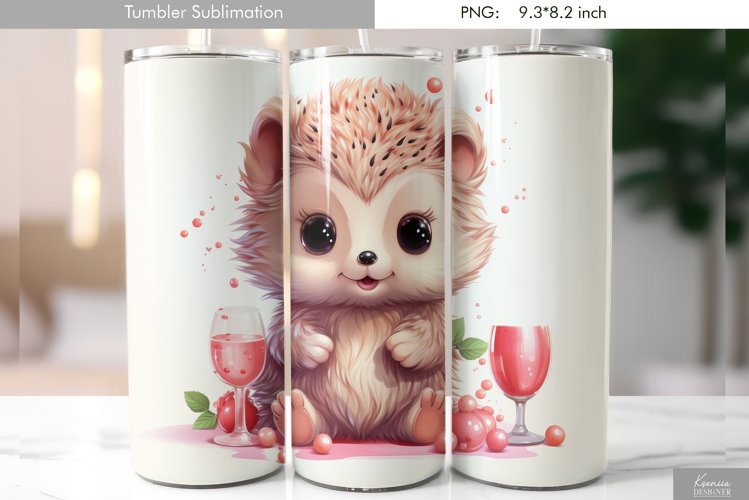 Cute Watercolor Hedgehog Tumbler Design|Animal Sublimation