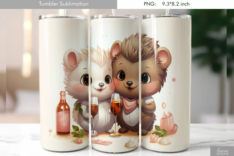 Cute Watercolor Hedgehog Tumbler Design|Animal Sublimation