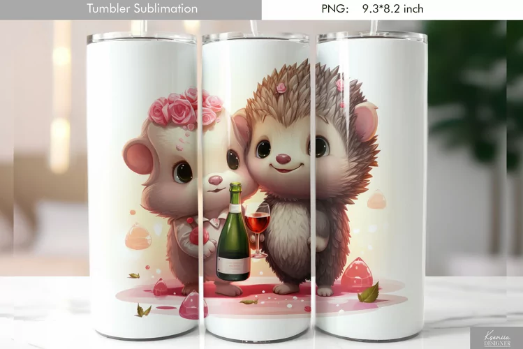 Cute Watercolor Hedgehog Tumbler Design|Animal Sublimation