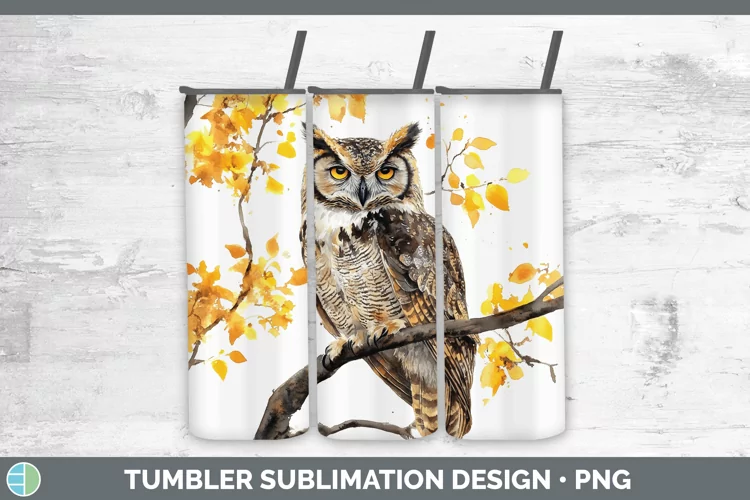 Watercolor Owl Tumbler Sublimation 20 oz Skinny Tumbler Desi