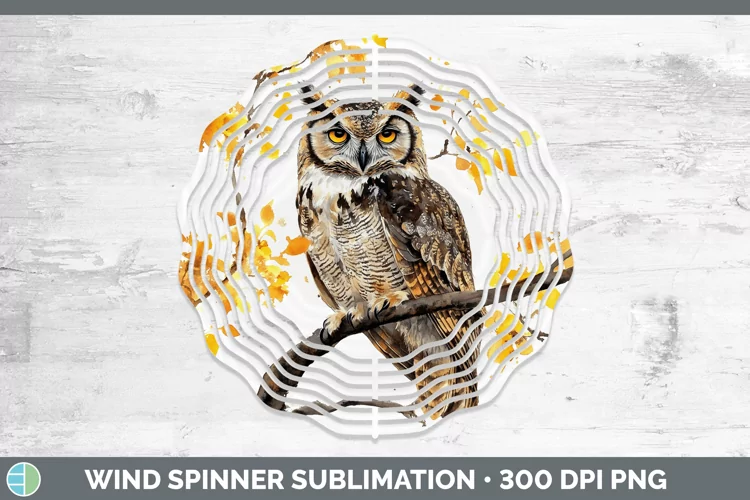 Watercolor Owl Wind Spinner Sublimation Spinner Designs