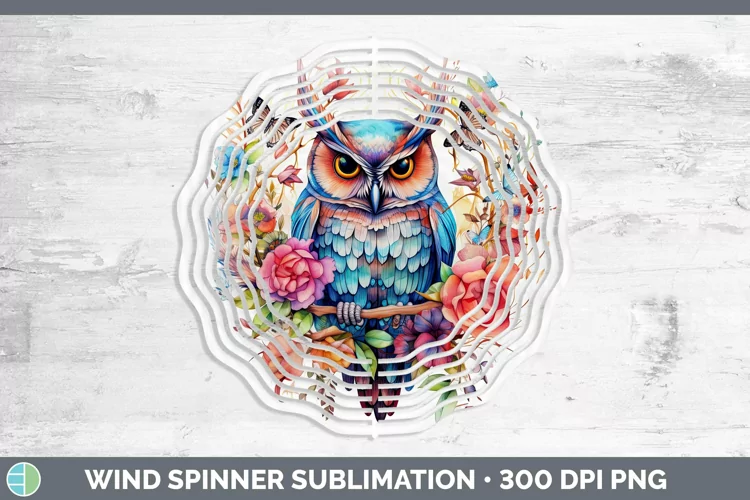 Watercolor Owl Wind Spinner Sublimation Spinner Designs
