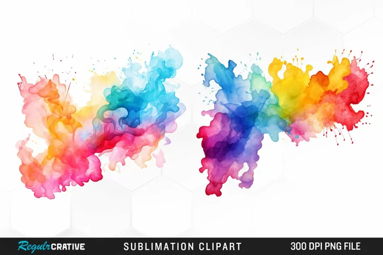 Watercolor Paint Splatter Art Clipart