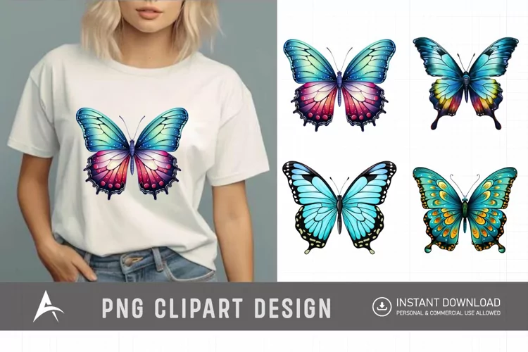 Watercolor Painted Butterflies Clipart
