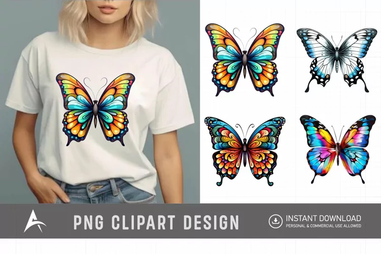 Watercolor Painted Butterflies Clipart