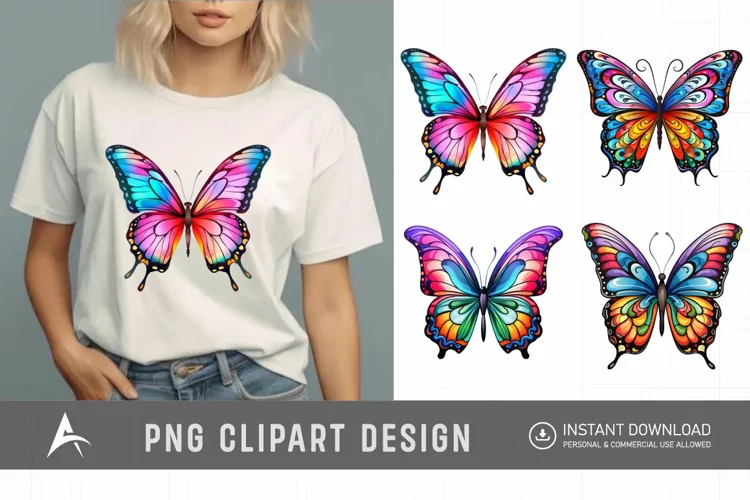 Watercolor Painted Butterflies Clipart