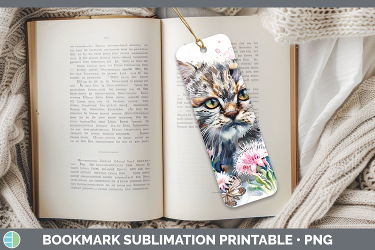 Watercolor Pallas Cat Bookmark Sublimation Printable Designs