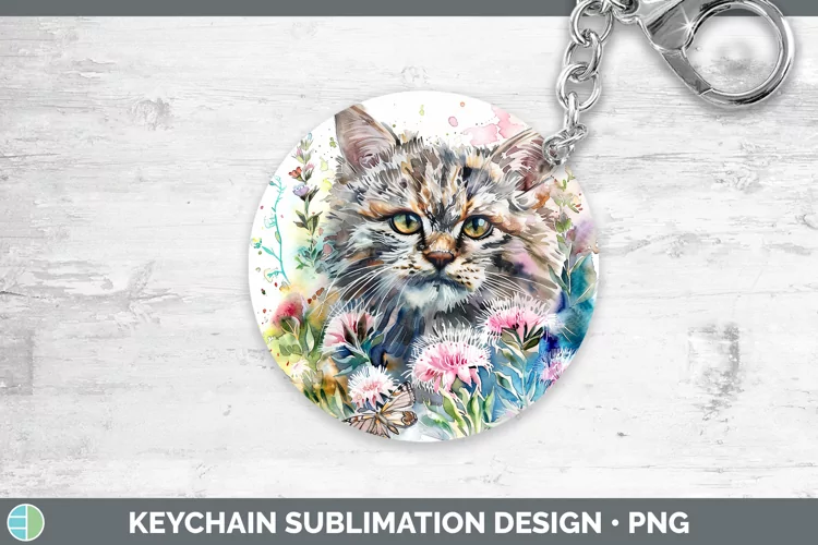 Watercolor Pallas Cat Keychain Sublimation Keyring Designs