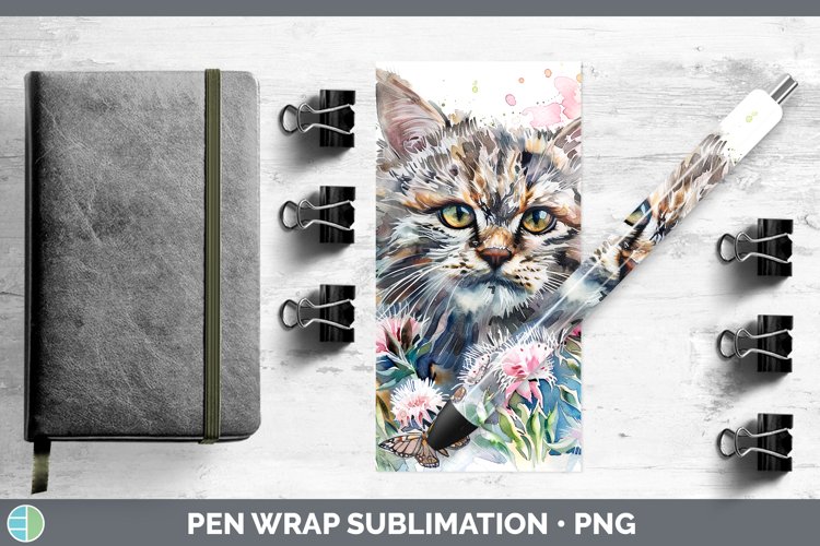 Watercolor Pallas Cat Pen Wrap Sublimation Epoxy Pen Designs