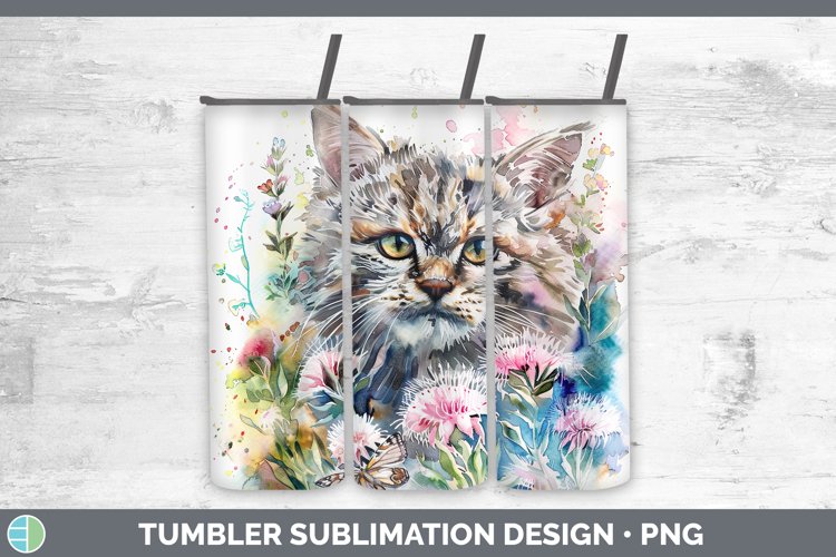 Watercolor Pallas Cat Tumbler Sublimation 20 oz Skinny Tumbl