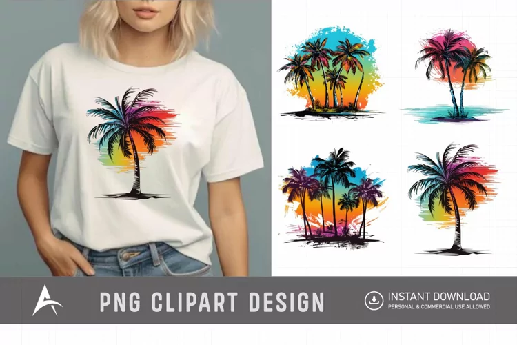 Watercolor Palm Trees Clipart