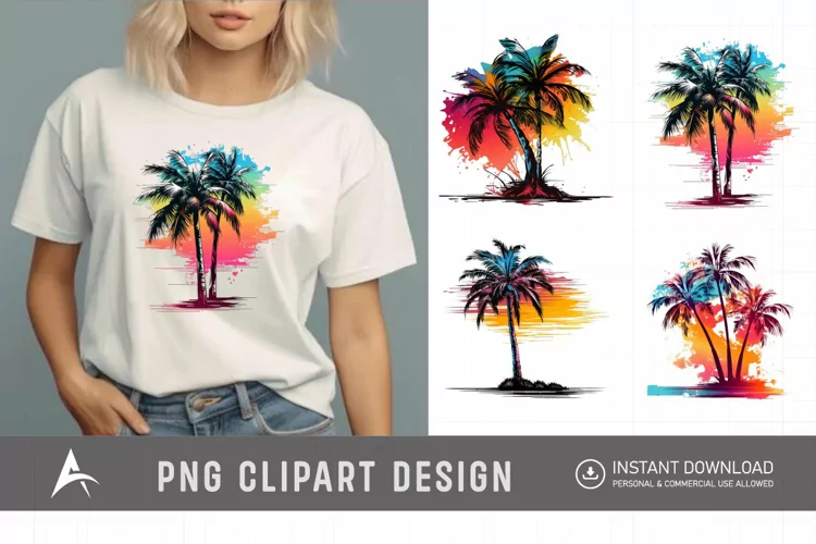 Watercolor Palm Trees Clipart