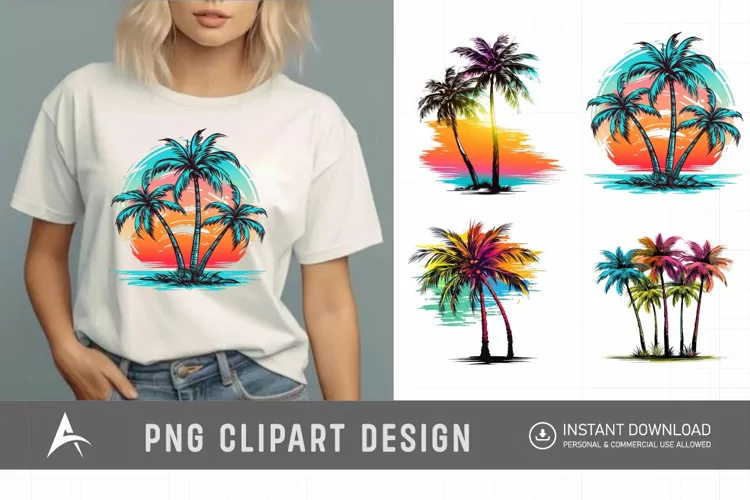 Watercolor Palm Trees Clipart