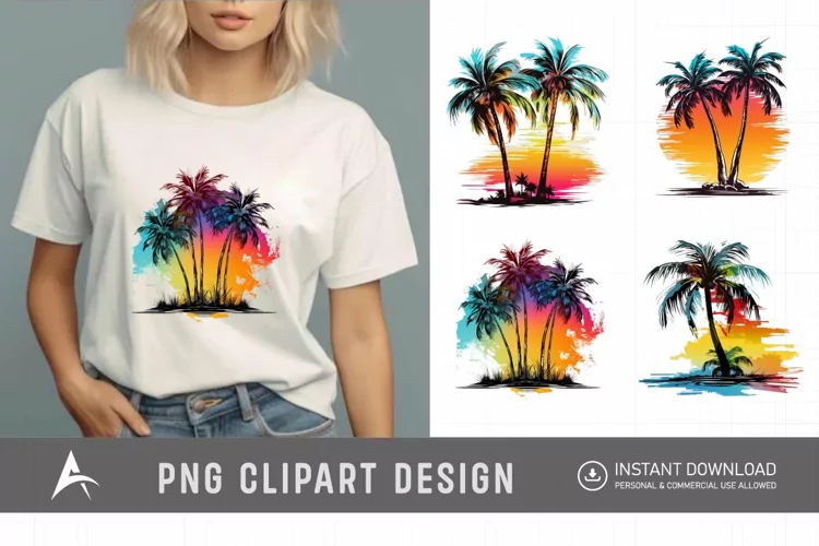 Watercolor Palm Trees Clipart