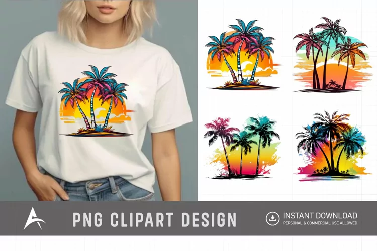 Watercolor Palm Trees Clipart