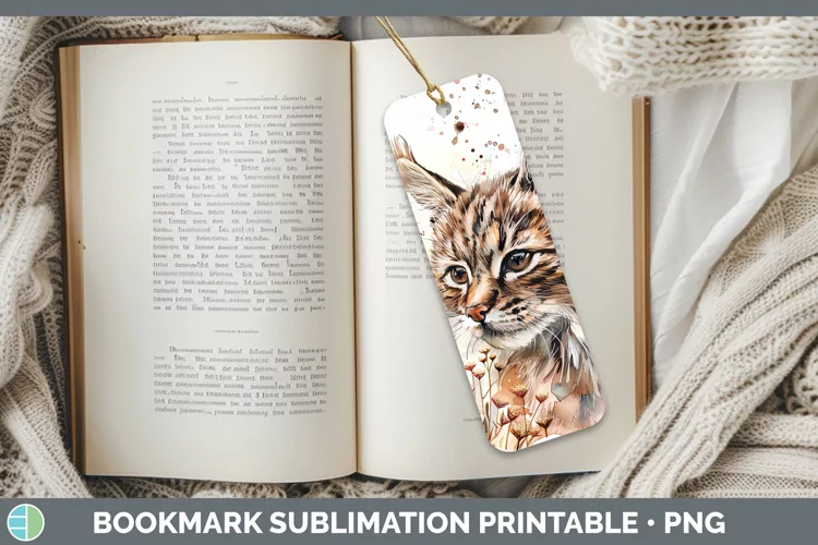 Watercolor Pampas Cat Bookmark Sublimation Printable Designs
