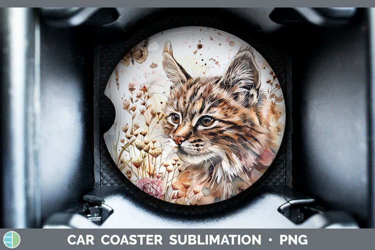 Watercolor Pampas Cat Car Coaster Sublimation Coaster Design