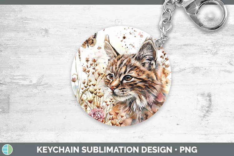 Watercolor Pampas Cat Keychain Sublimation Keyring Designs
