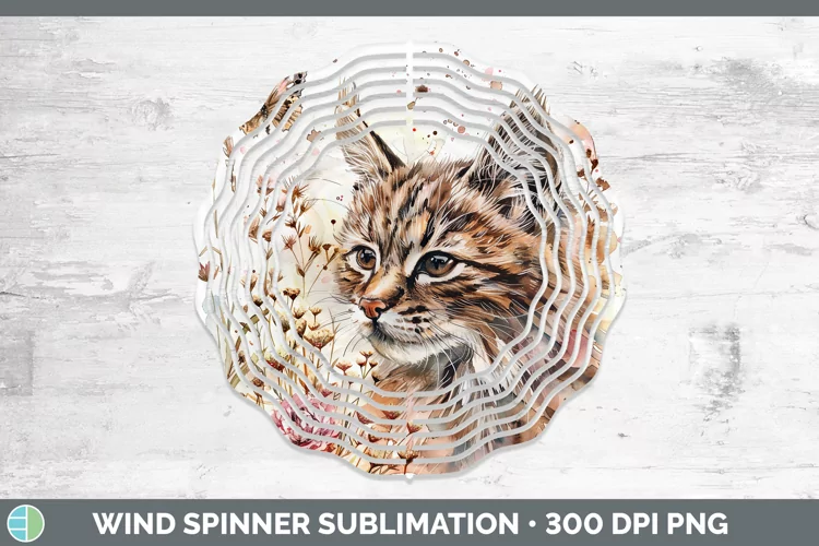 Watercolor Pampas Cat Wind Spinner Sublimation Spinner Desig