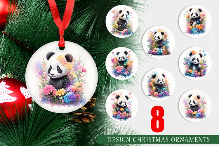 Watercolor Panda Baby Christmas Ornaments