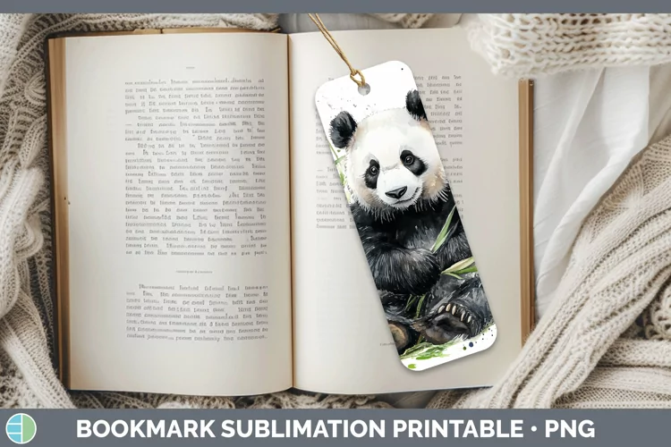 Watercolor Panda Bookmark Sublimation Printable Designs