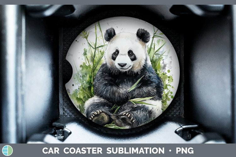 Watercolor Panda Car Coaster Sublimation Designs