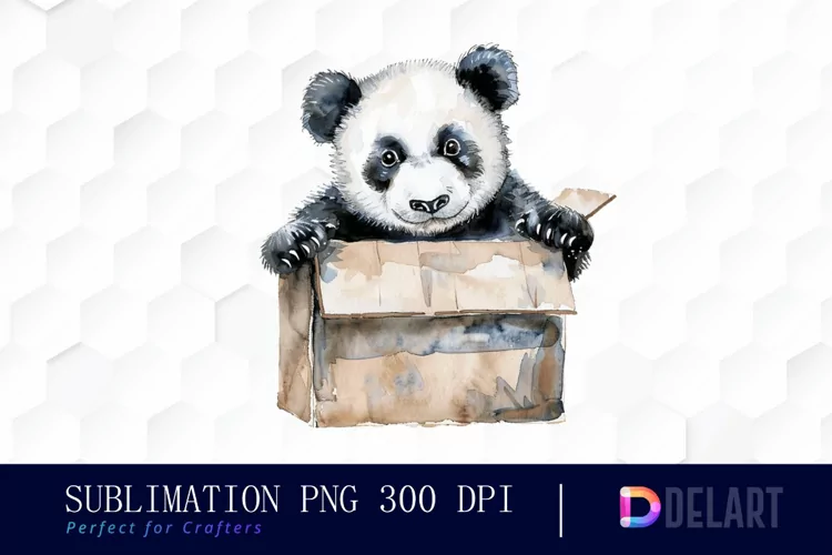 Panda In Box Illustration Clipart