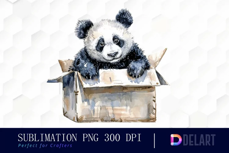 Panda In Box Graphics Clipart