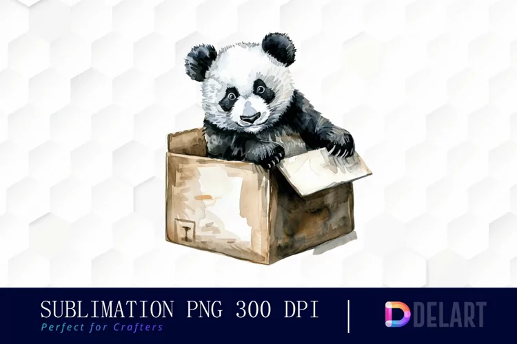 Panda In Box Illustration Clipart