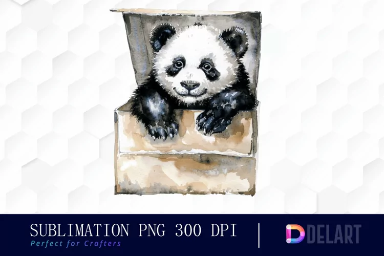 Panda In Box Graphics Clipart