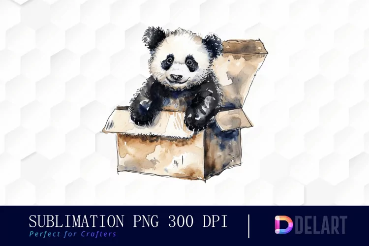 Panda In Box Graphics Clipart