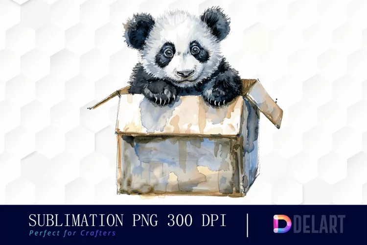 Panda In Box Graphics Clipart