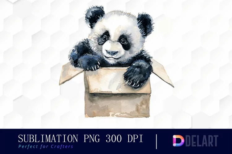 Panda In Box Illustration Clipart