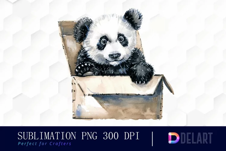 Panda In Box Graphics Clipart