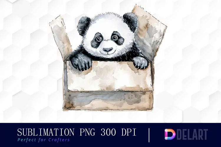 Panda In Box Illustration Clipart