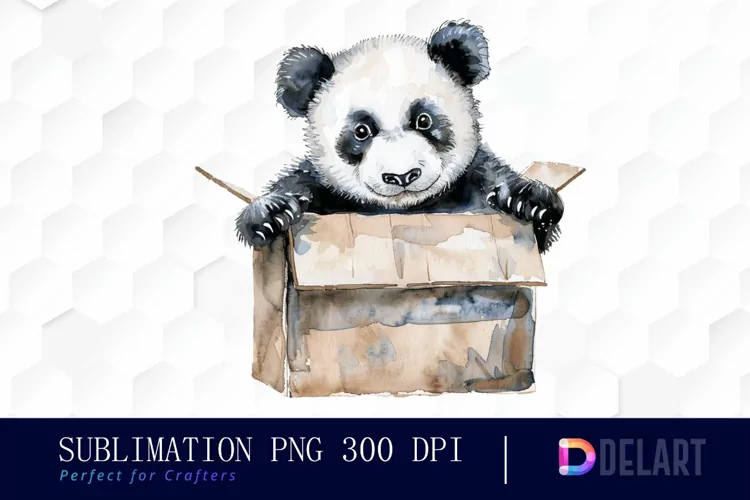 Panda In Box Graphics Clipart