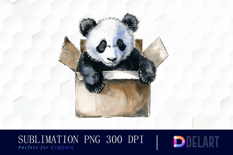 Panda In Box Graphics Clipart