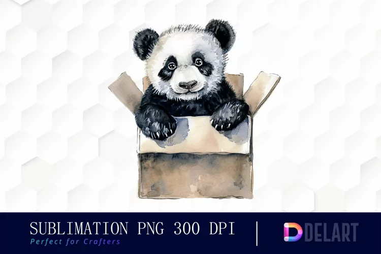 Panda In Box Graphics Clipart