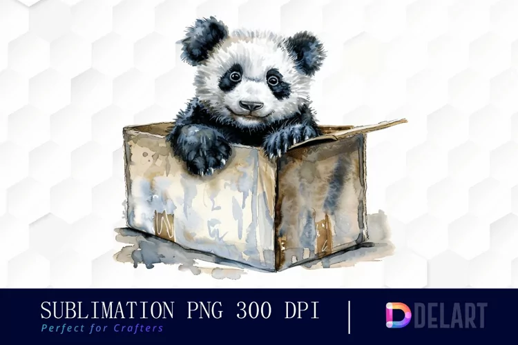 Panda In Box Graphics Clipart