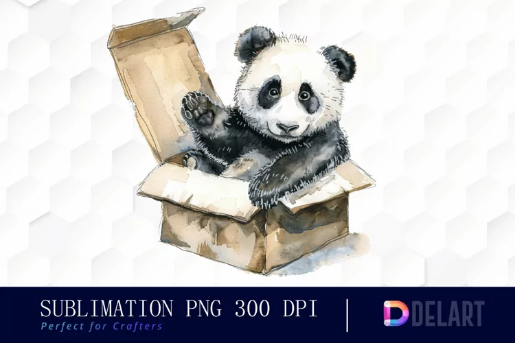 Panda In Box Graphics Clipart